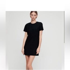 Aritzia Babaton Patricio Elegant Black Short Sleeve Shitt Dress- Size 6